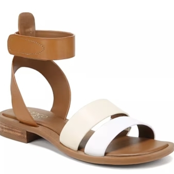 Franco Sarto Tan and White Sandals - Picture 1 of 9